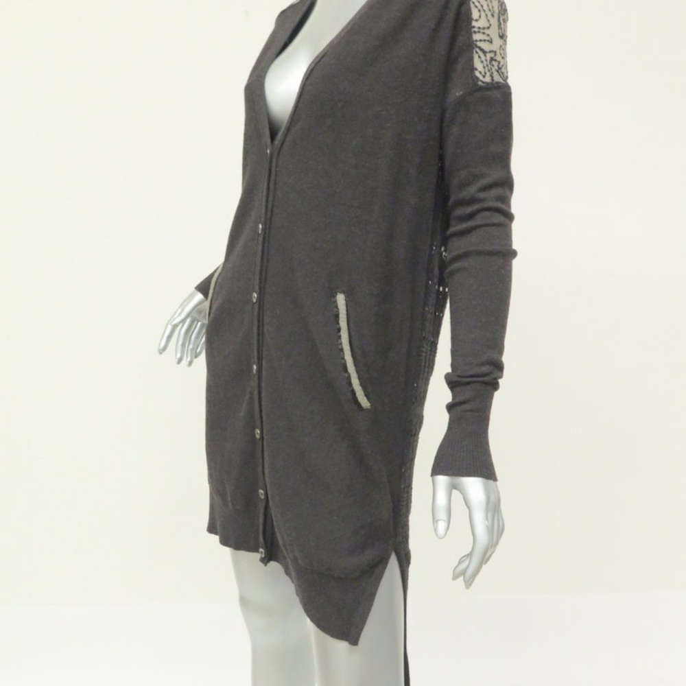 Free People Sweater Crochet Back Long Cardigan - Picture 2 of 5